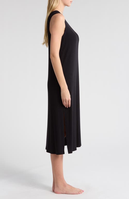 Nordstrom Moonlight Rib Tank Nightgown In Black
