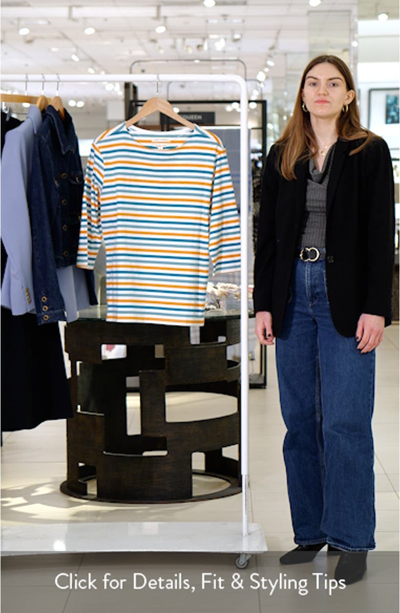 Sailor Stripe Three-Quarter Sleeve Organic Cotton Top, sales video thumbnail
