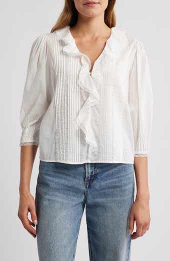 Rails Mare Ruffle Cotton Button-Up Top