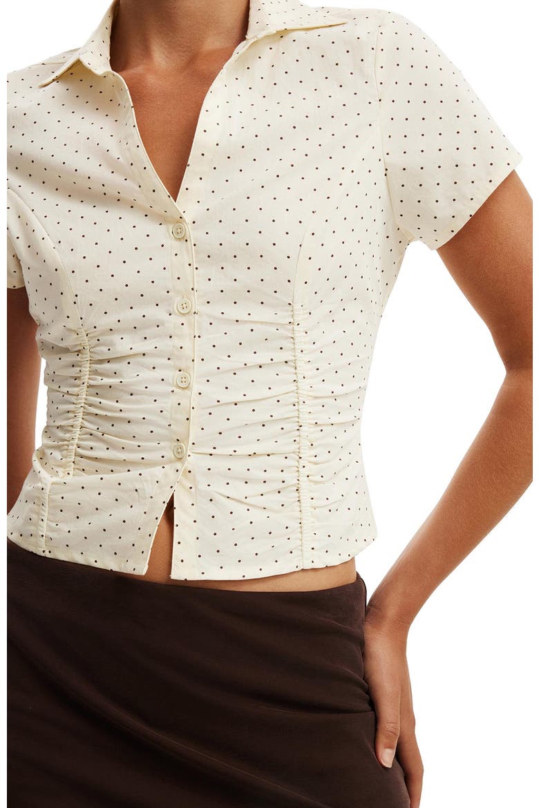 Women's Maya Rouched Shirt, Alternate, color, Lily Micro Polka Dot Vanilla