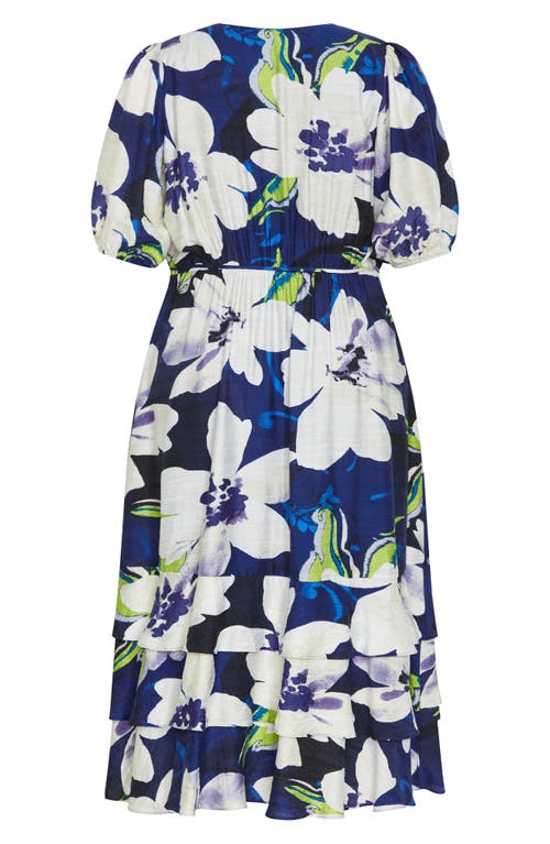 City Chic Bea Floral Midi Wrap Dress In Limelight Floral