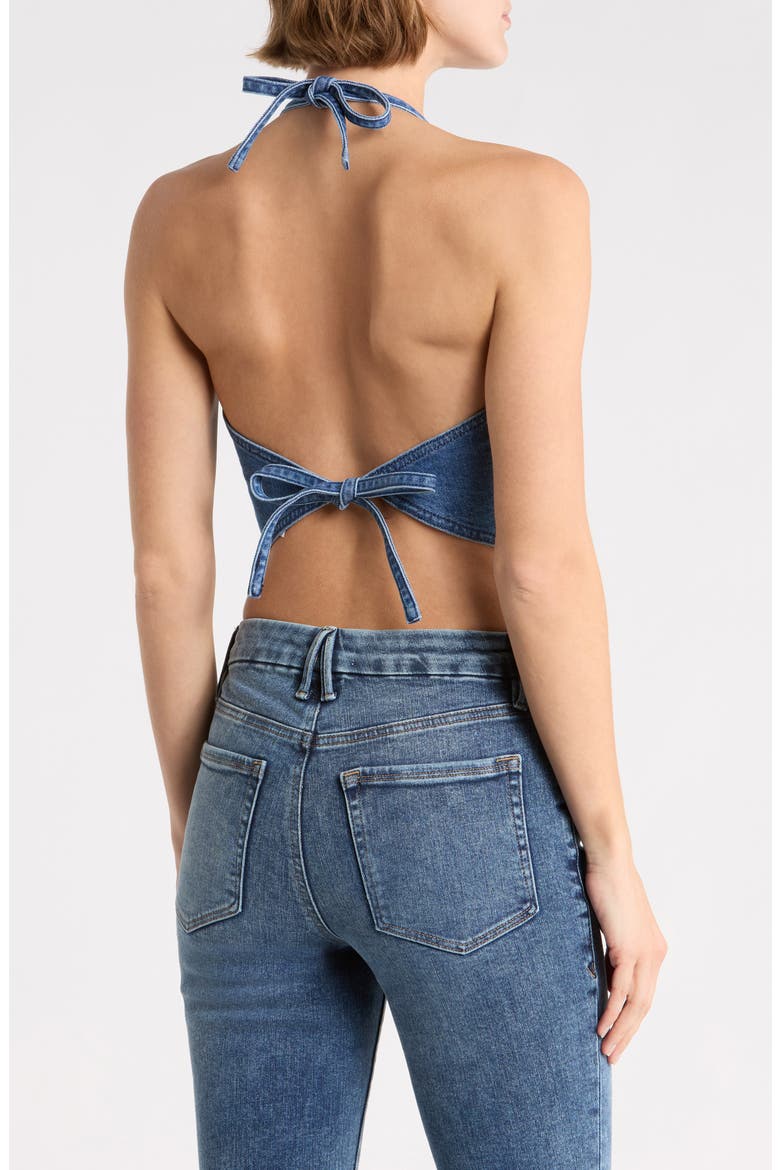 The Recess Denim Halter Top, Alternate, color, INDIGO