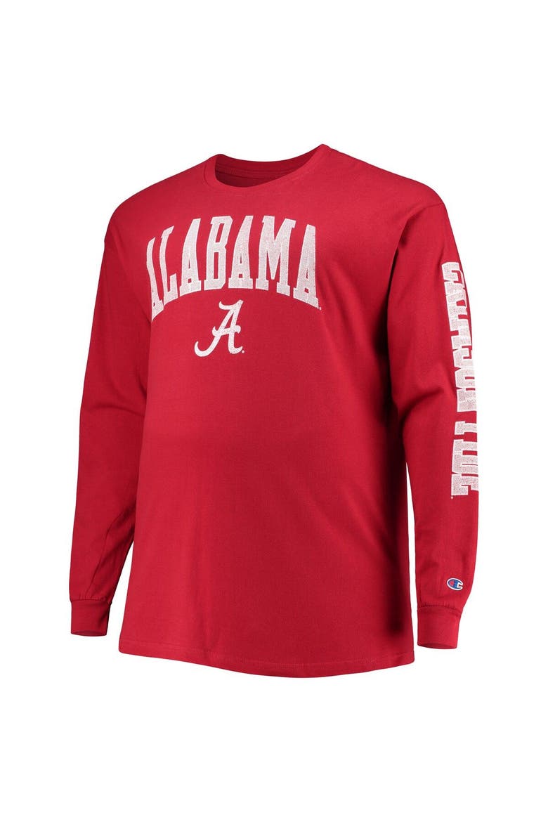 Men's Champion Crimson Alabama Crimson Tide Big & Tall 2-Hit Long Sleeve T-Shirt, Alternate, color, Crimson