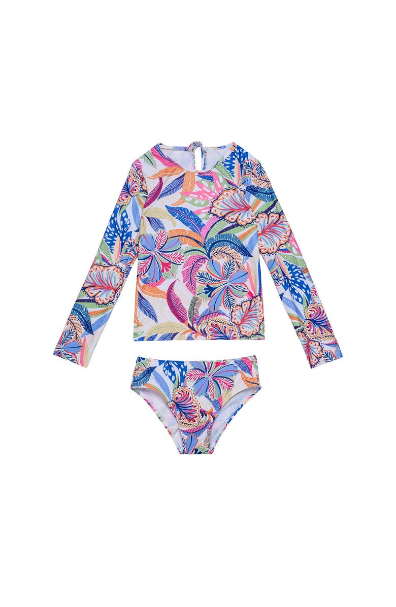 Gottex Kids Tropic Fun Long Sleeve Rash Guard Set, Main, color, Multi-Tropic