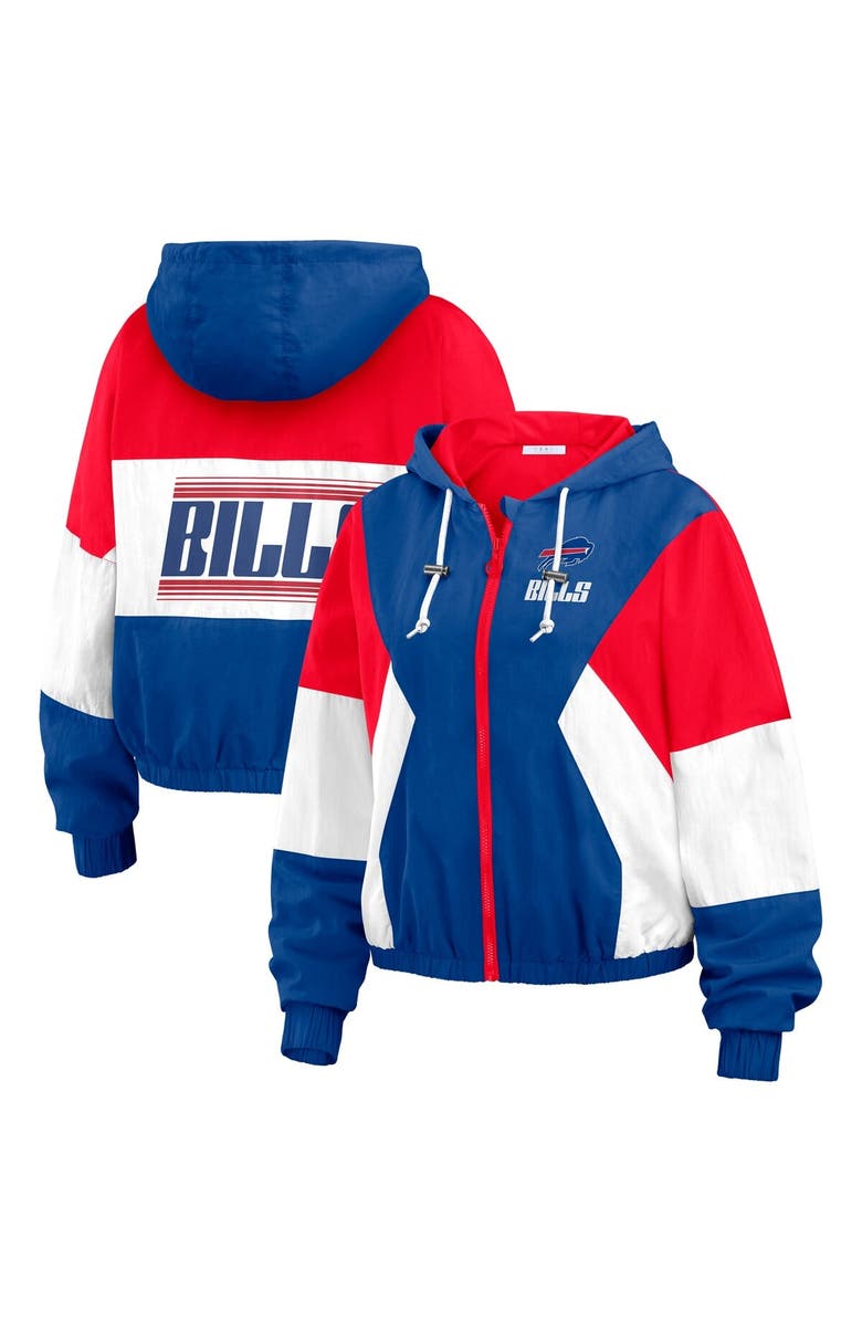 WEAR by Erin Andrews Women's WEAR by Erin Andrews Royal/Red Buffalo Bills Plus Size Color Block Full-Zip Windbreaker Jacket, Main, color, 
