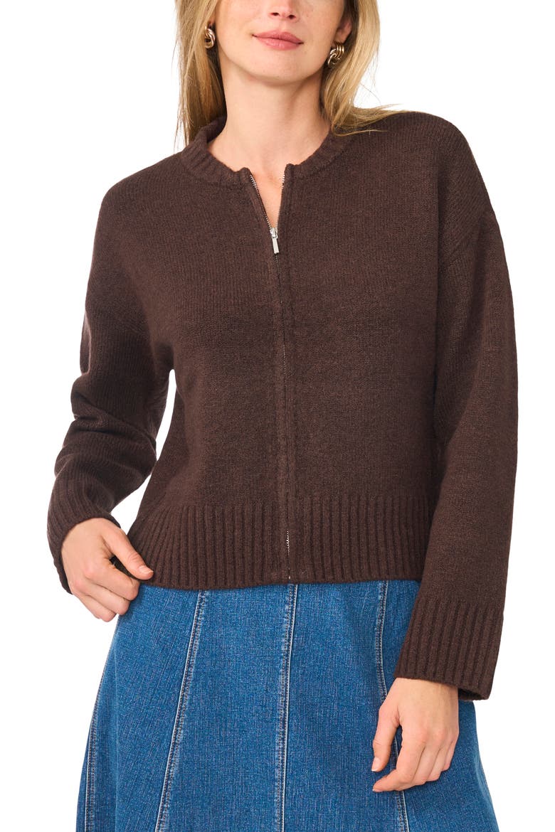 Zip Knit Sweater, Main, color, CALL ME CHOCOLATE