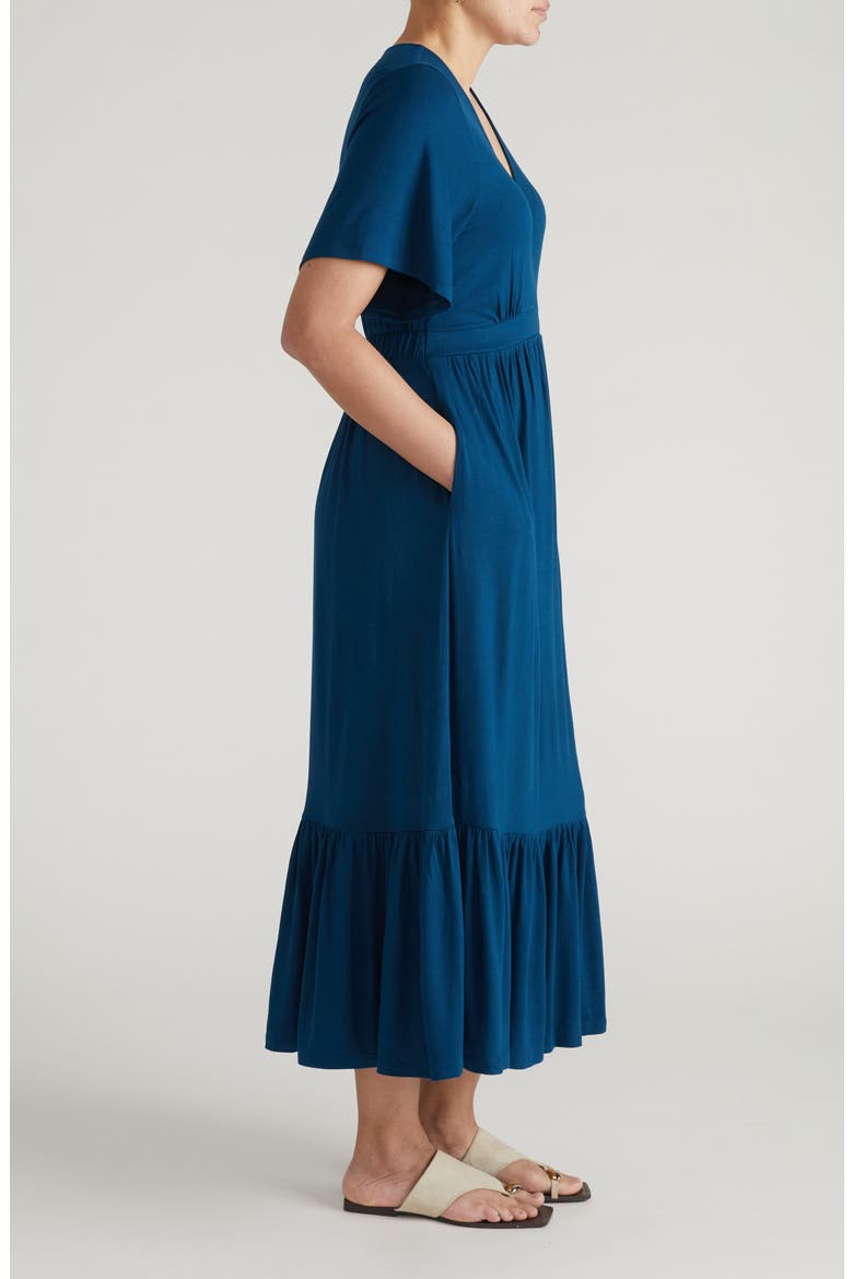 Ravello Liquid Jersey Midi Dress, Alternate, color, BLUE TEAL