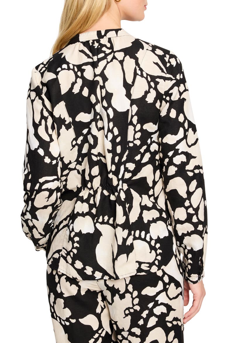 Evening Petal Linen Blend Top, Alternate, color, BLACK MULTI