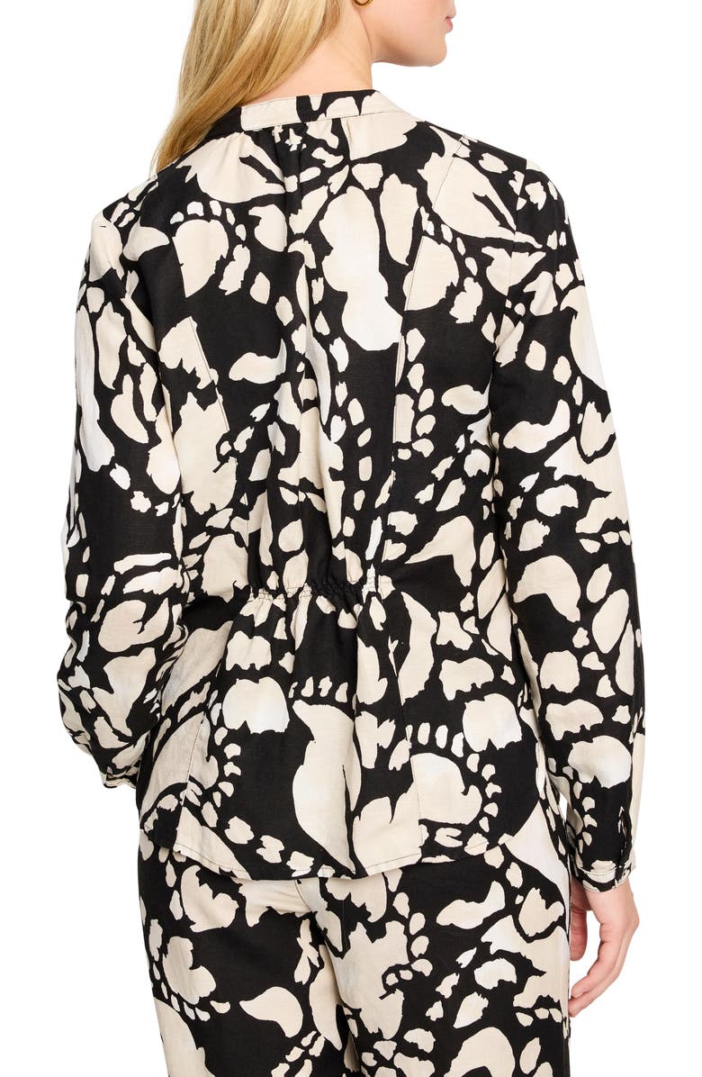NIC+ZOE Evening Petal Linen Blend Top, Alternate, color, Black Multi