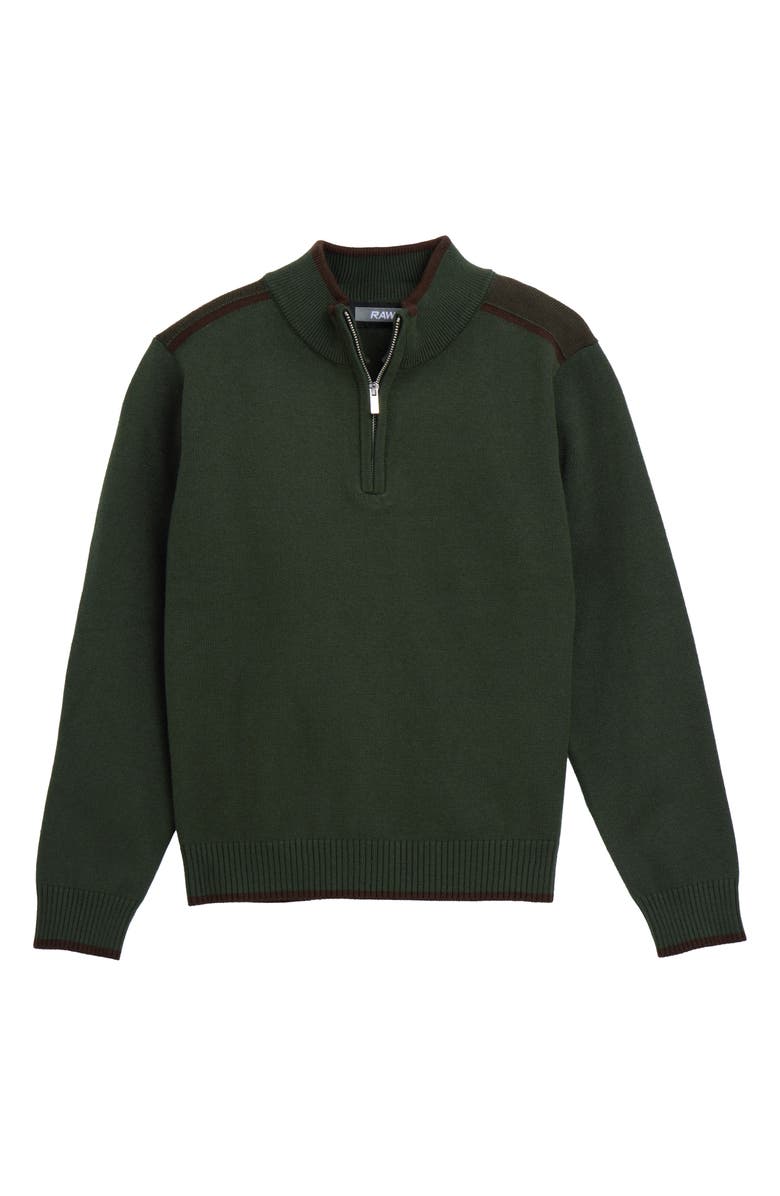 XRAY Kids' RAW X Shoulder Detail Quarter Zip Sweater, Main, color, Olive