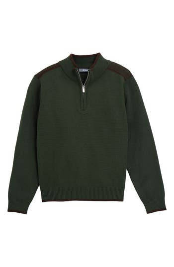 X-ray Xray Kids' Raw X Shoulder Detail Quarter Zip Sweater In Green
