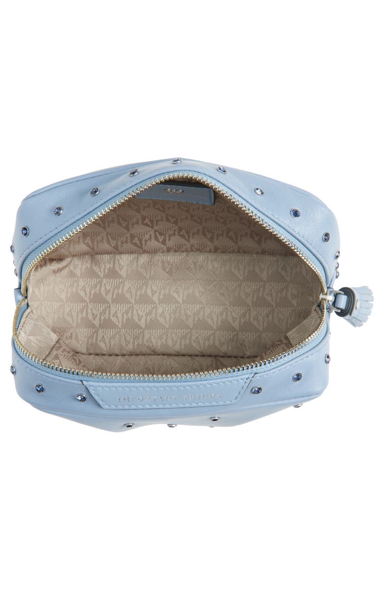 Anya Hindmarch Important Things Crystal Embellished Leather Pouch, Alternate, color, School Blue
