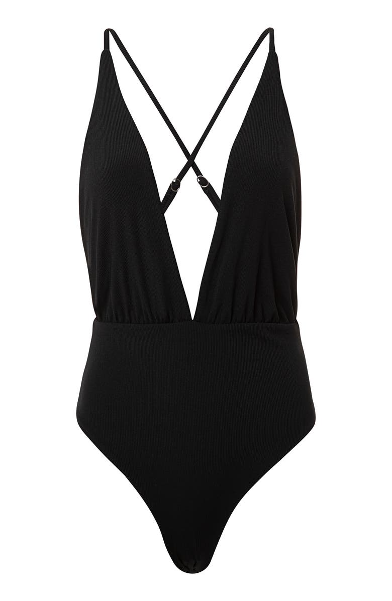 Maaji Safari Plunge One-Piece Swimsuit, Alternate, color, Black