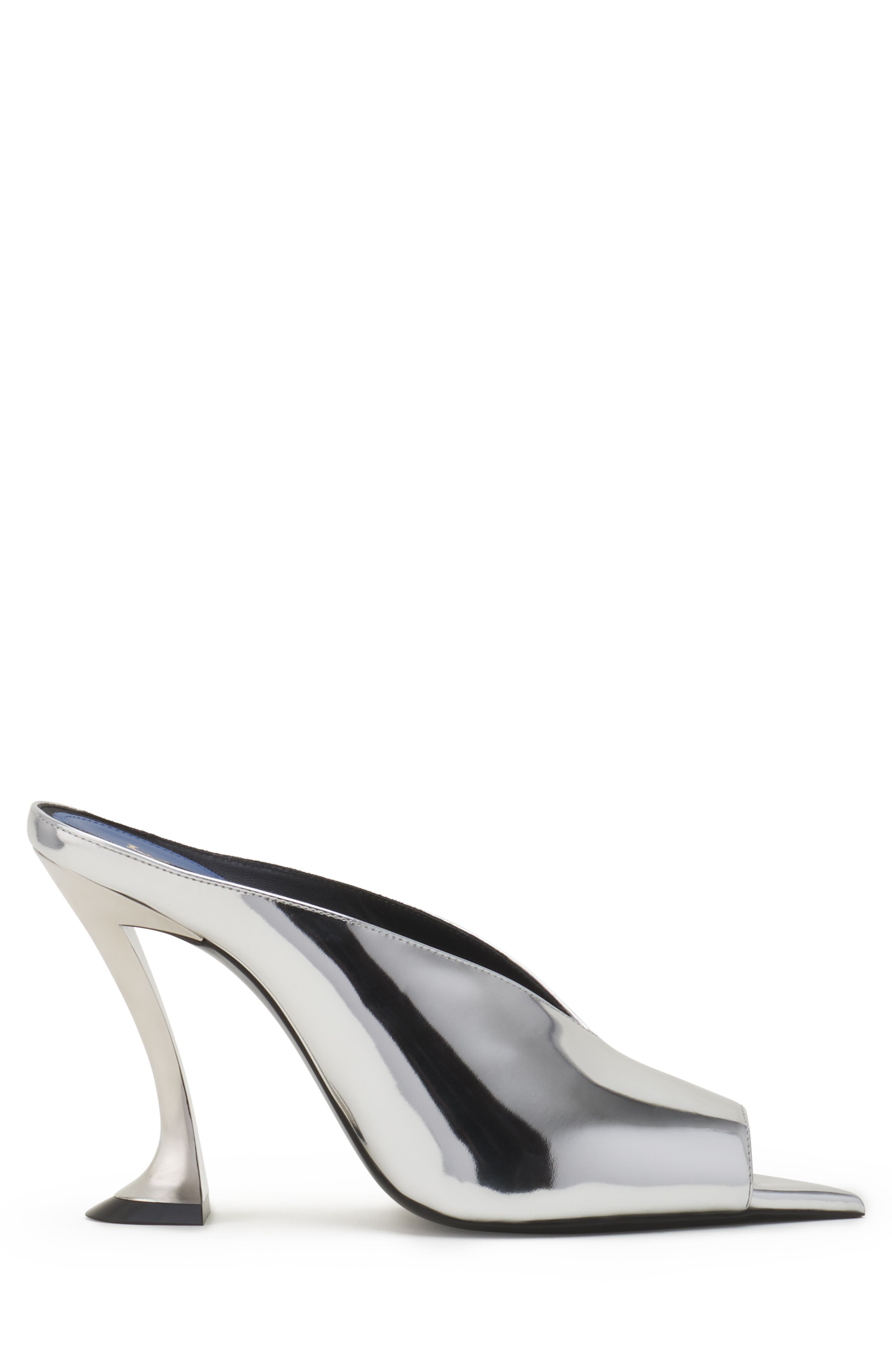 Midnight Step Mule In Metallic Leather, Main, color, Glossy Silver