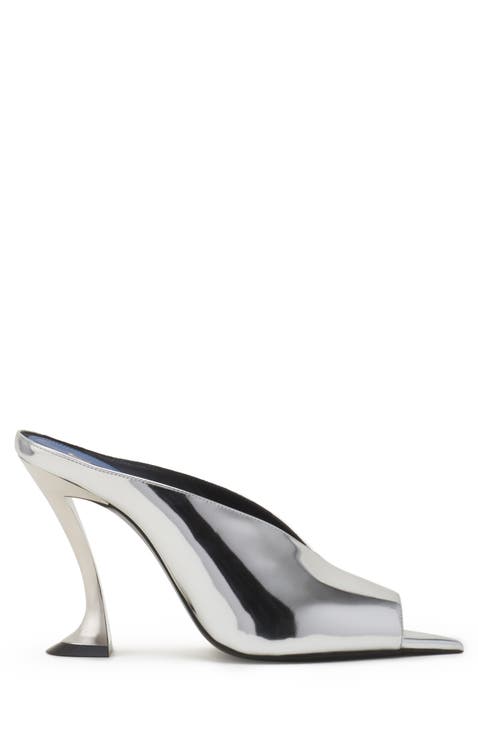 Midnight Step Mule In Metallic Leather