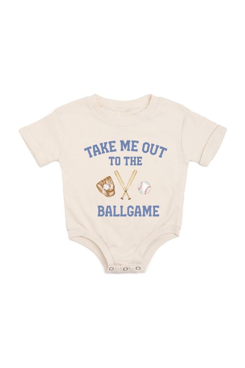 Take Me Out To The Ballgame Short Sleeve Romper, Main, color, Natural
