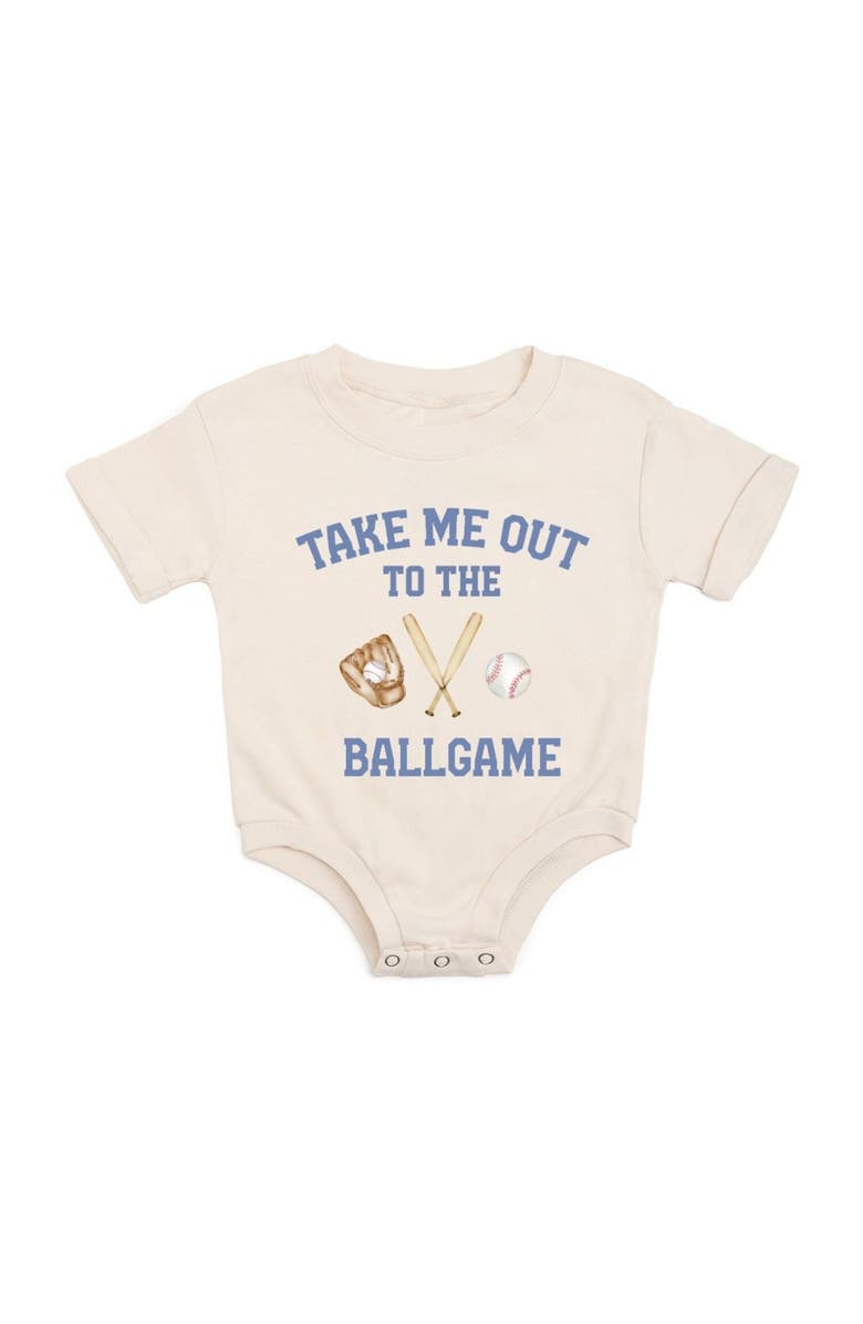 Sweet Wink Take Me Out To The Ballgame Short Sleeve Romper, Main, color, Natural