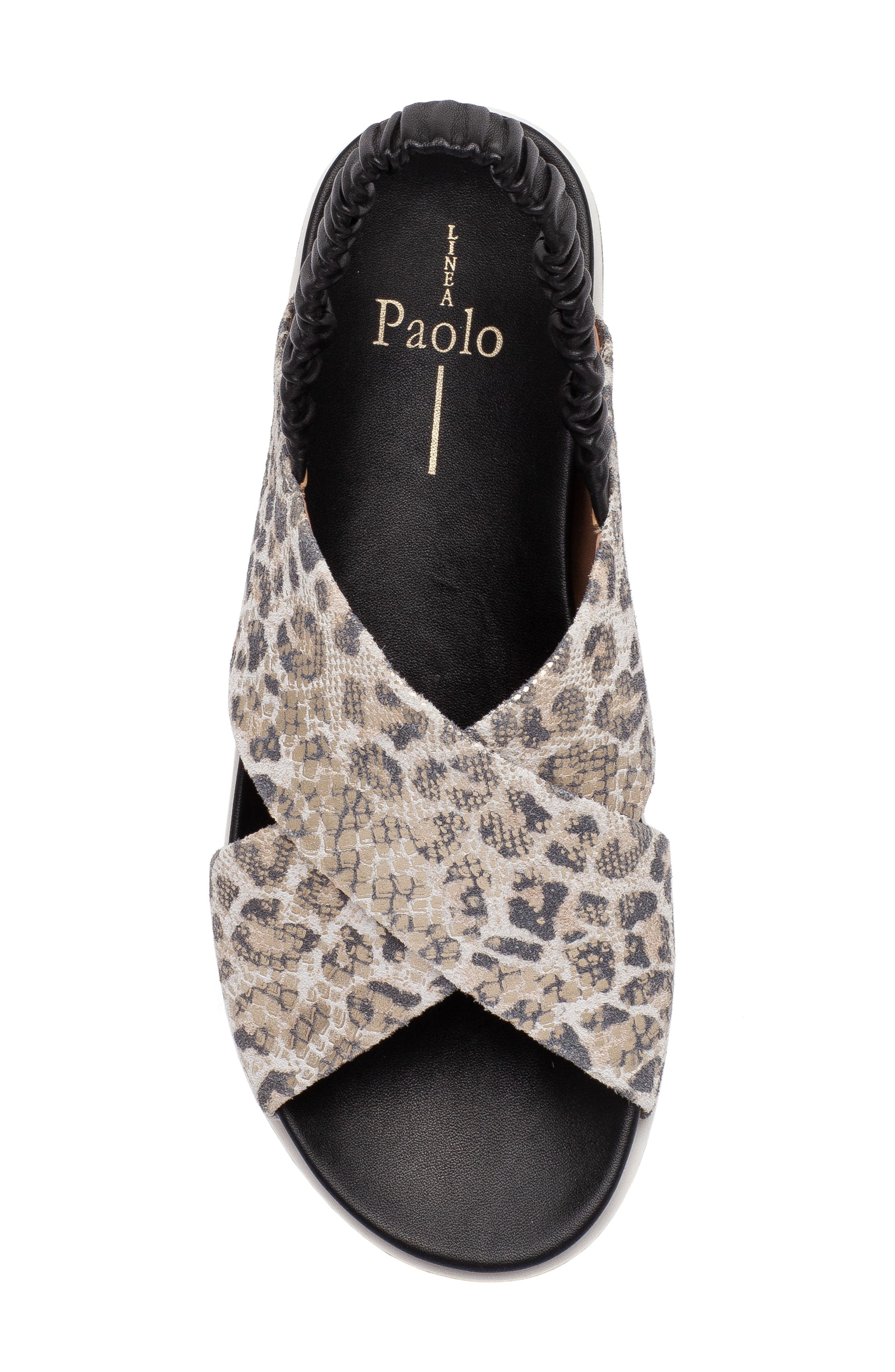 Linea Paolo Rhea Sandal, Alternate, color, Black/ Light Gold Leather