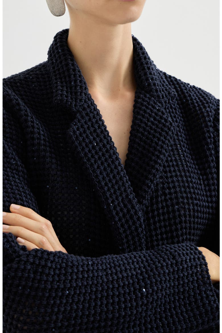 Net knit blazer, Alternate, color, Blue