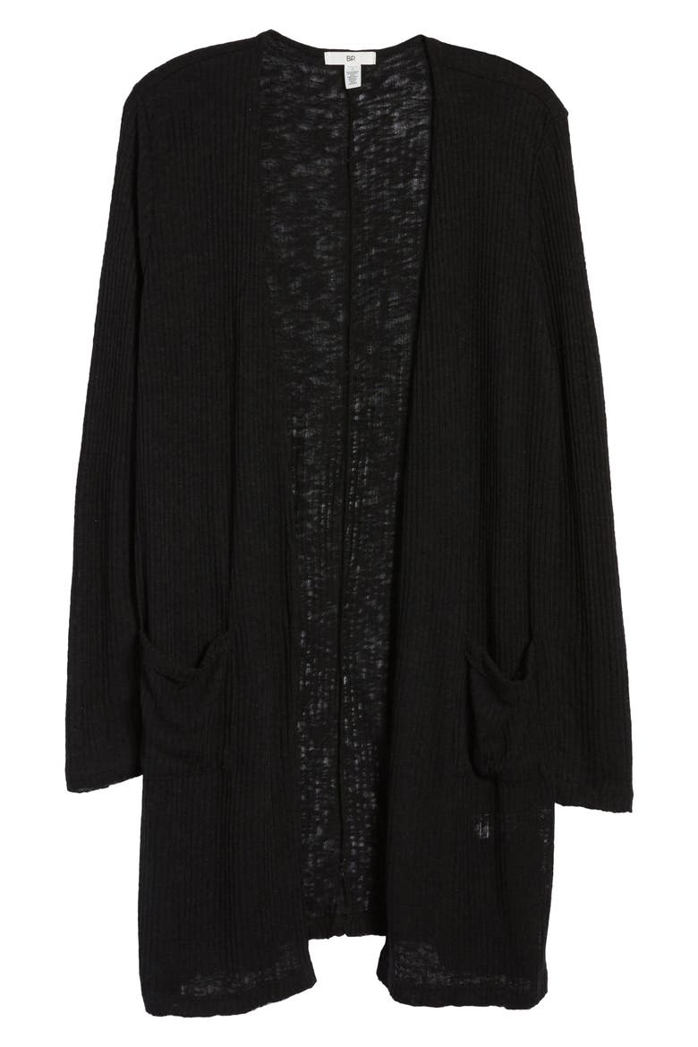 Ribbed Knit Cardigan, Alternate, color, BLACK