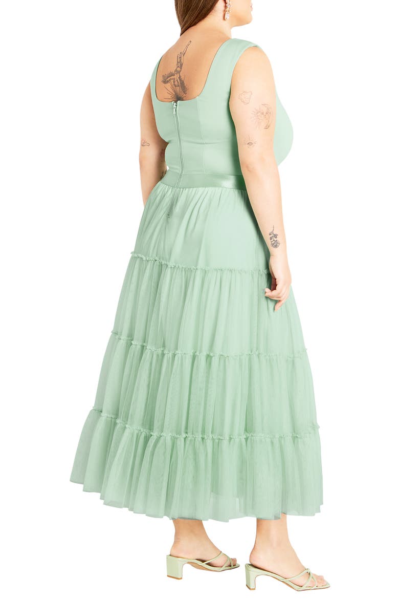 Sherie Sleeveless Tiered Tulle Dress, Alternate, color, MINTY