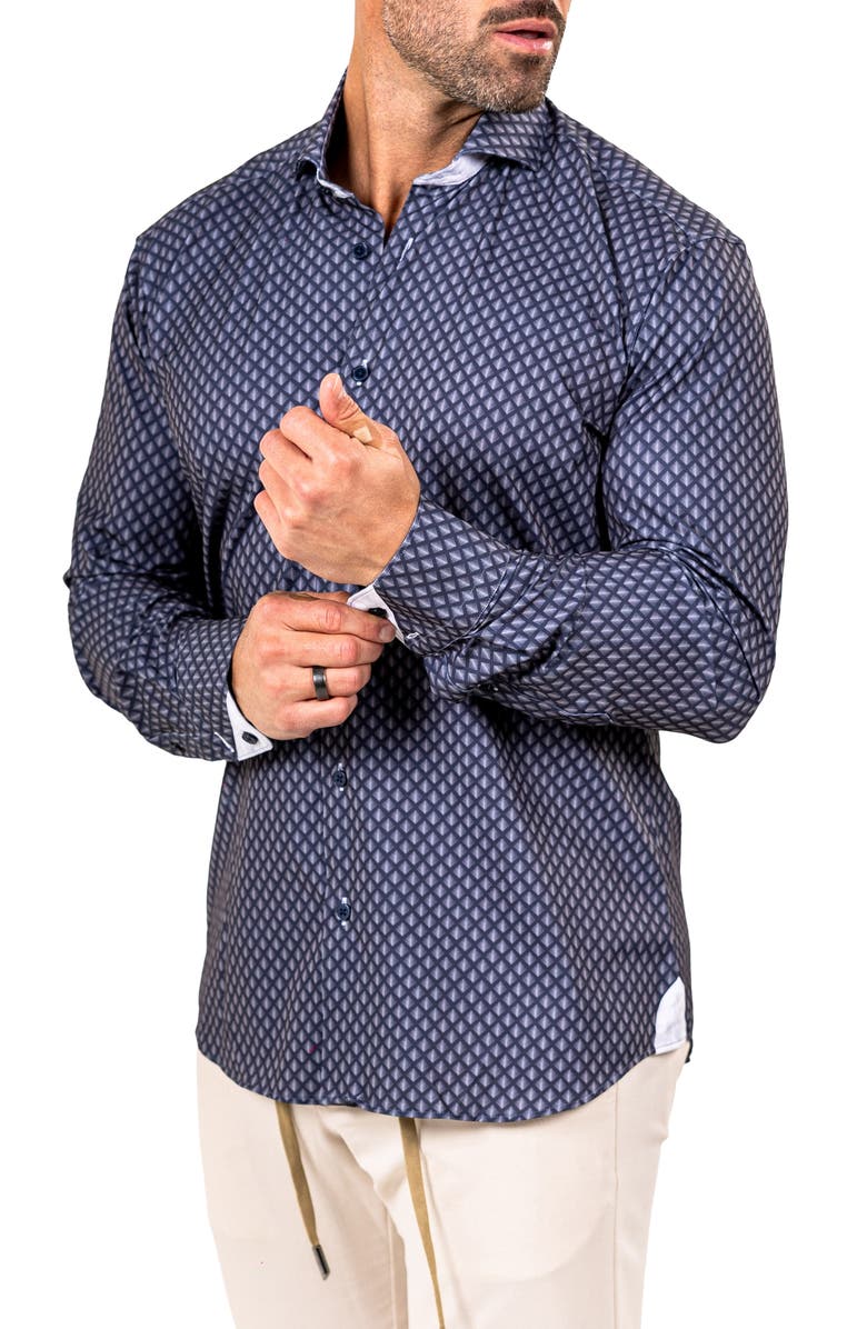 Maceoo Eins Marthy Contemporary Fit Button-Up Shirt, Alternate, color, Black