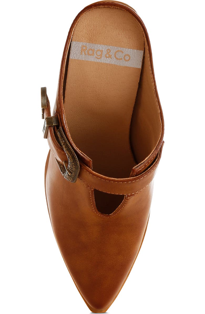 Rag & Co Holler Carved Buckle Mule, Alternate, color, Tan