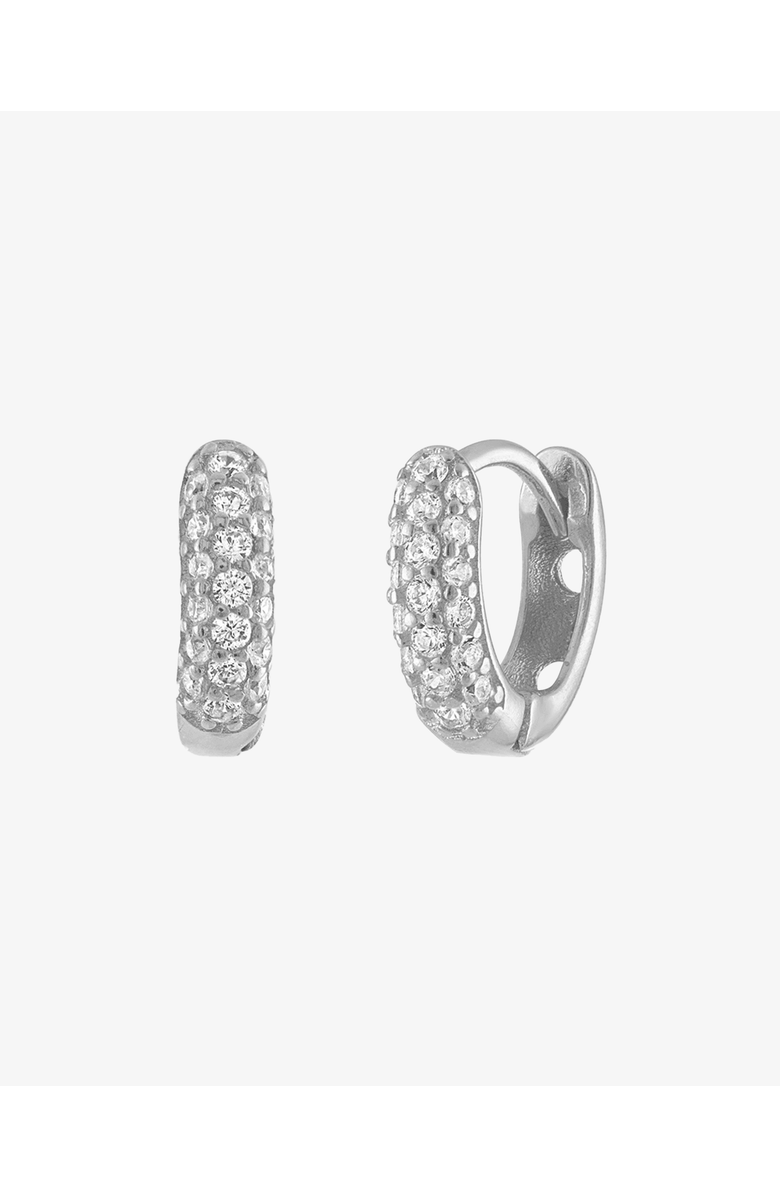 BEN ONI Bold Pave Huggie Hoops, Main, color, Silver