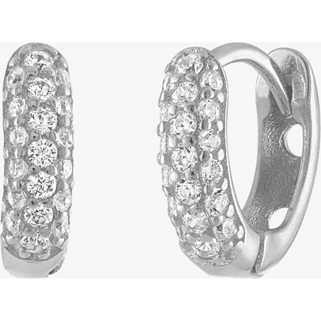 Ben Oni Bold Pave Huggie Hoops In Silver