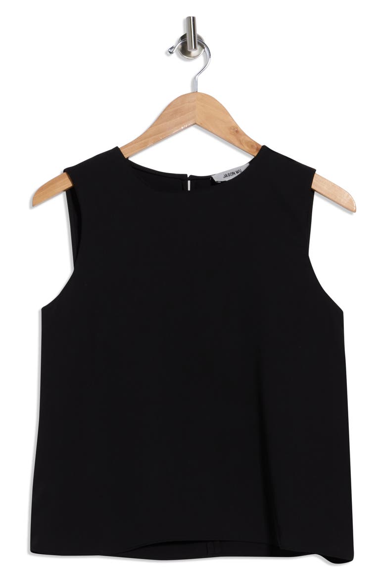 Crewneck Sleeveless Crop Top, Alternate, color, BLACK