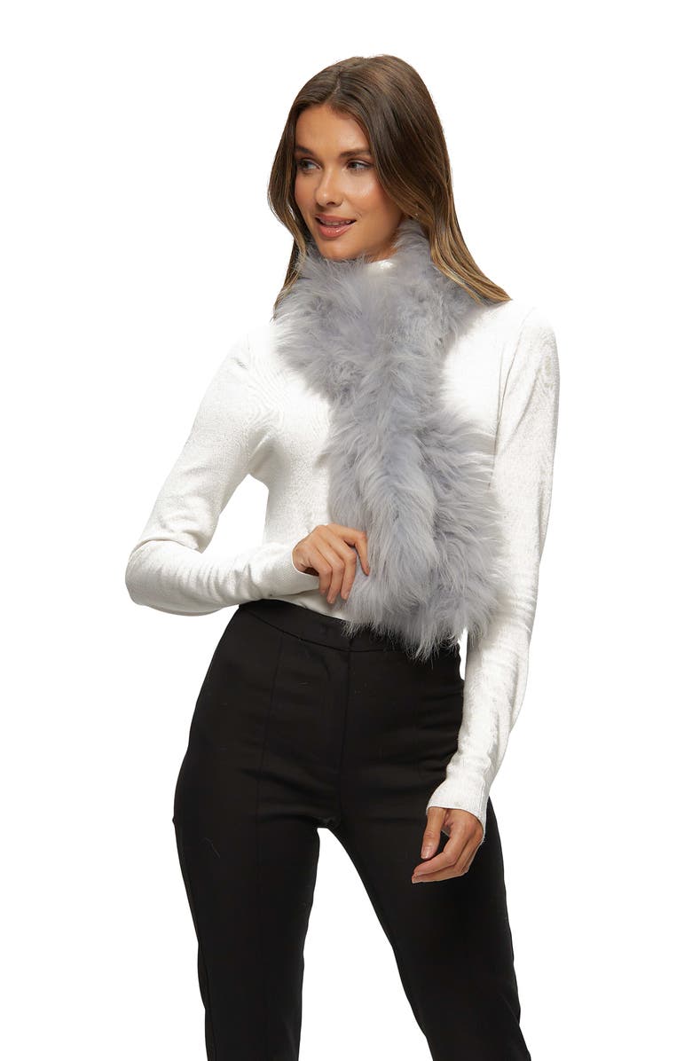 GORSKI Genuine Shearling Knit Pull-Through Scarf, Alternate, color, Light Gray