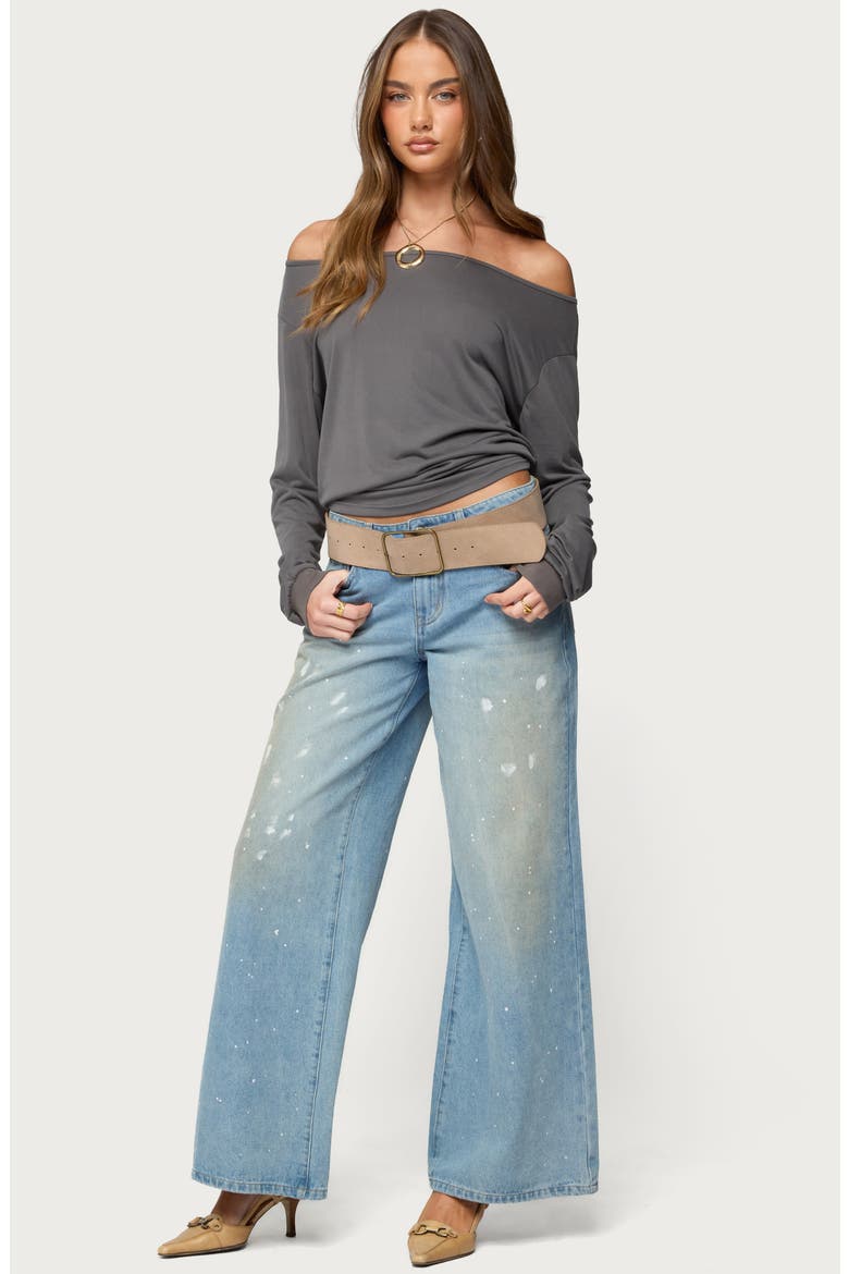 Nannie Oversize Off the Shoulder Top, Alternate, color, DARK-GRAY