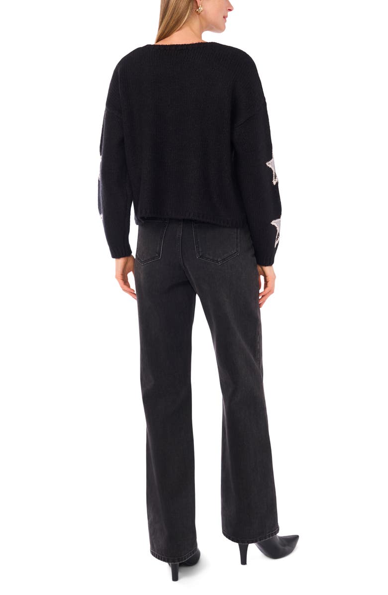 Halogen<sup>®</sup> Cozy Star Sleeve Sweater, Alternate, color, Rich Black