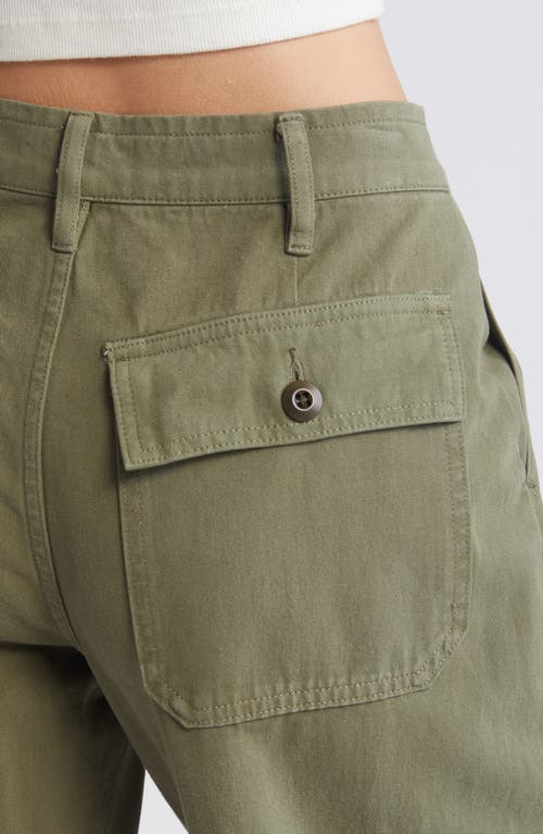 Re/done Baker Cotton Wide Leg Pants In Bayleaf