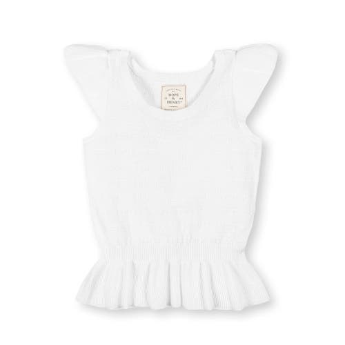 Hope & Henry Organic Peplum Sweater Top In White Peplum