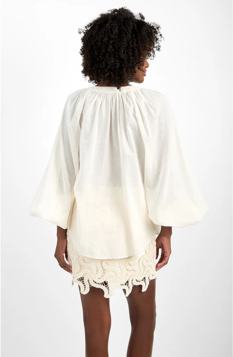 Trina Turk Norry Long-Sleeve Printed Cotton Top, Alternate, color, Bonita Beige