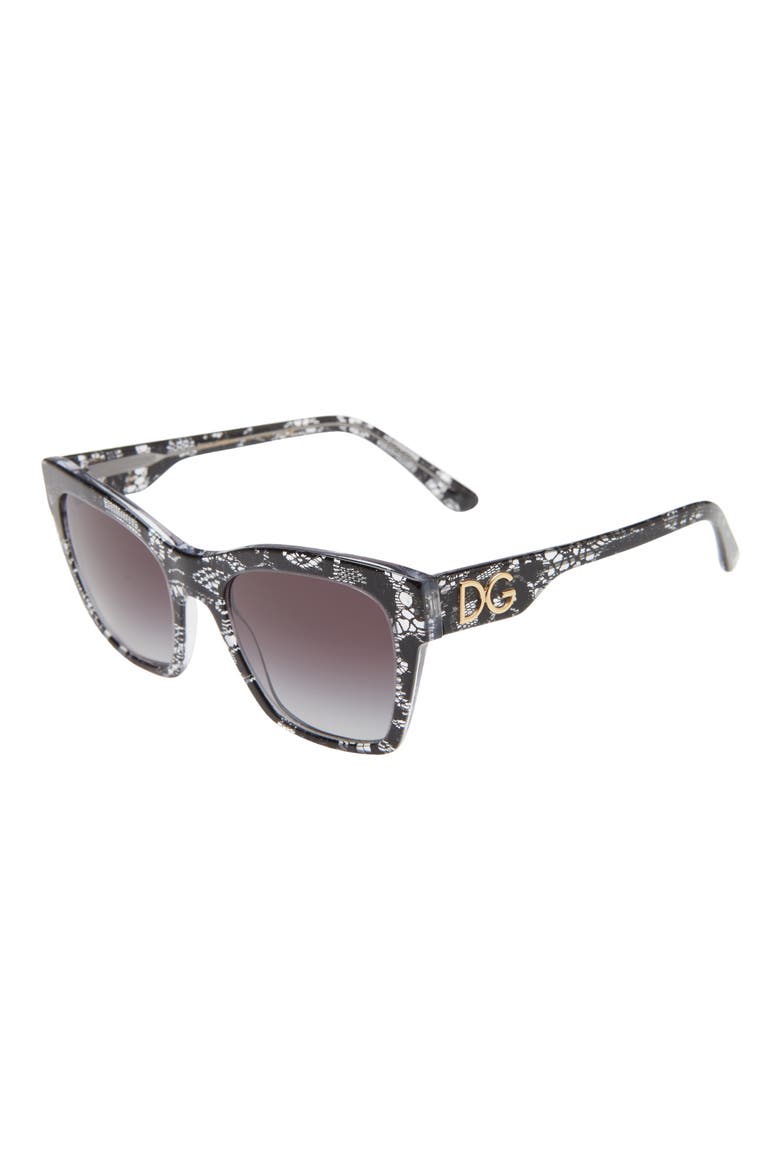 53mm Gradient Cat Eye Sunglasses, Alternate, color, BLACK LACE/ GREY GRADIENT