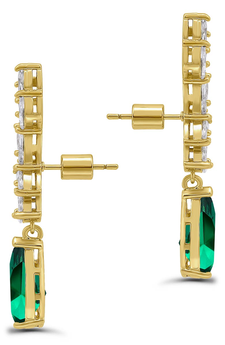 Christian Siriano Pear Cubic Zirconia Cluster Drop Earrings, Alternate, color, Gold/ Green