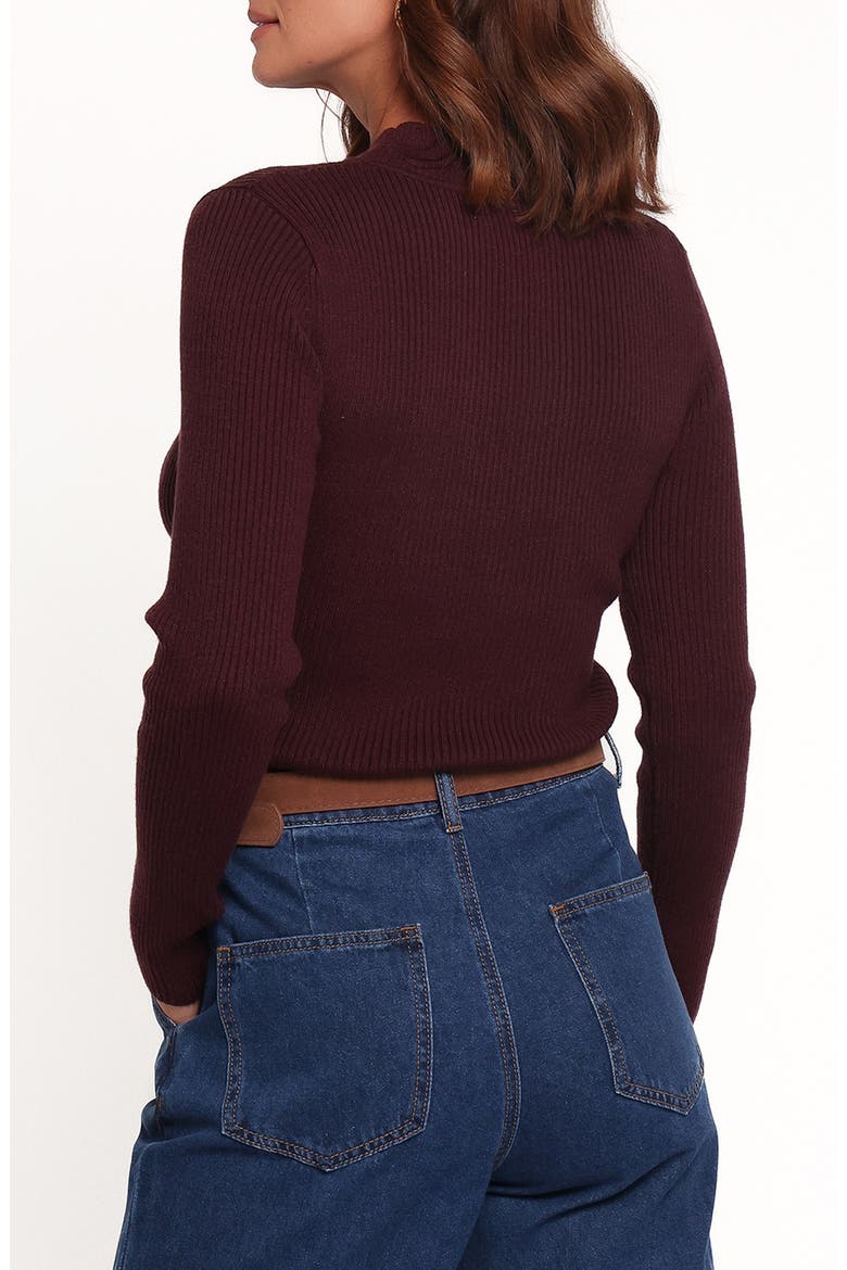 Emmy Keyhole Mock Neck Sweater, Alternate, color, BURGUNDY