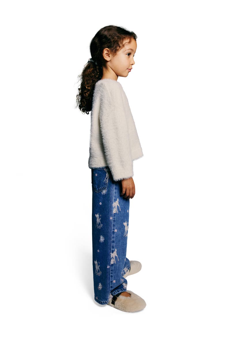 Printed Wide Leg Jeans, Alternate, color, Denim blue/Bambi