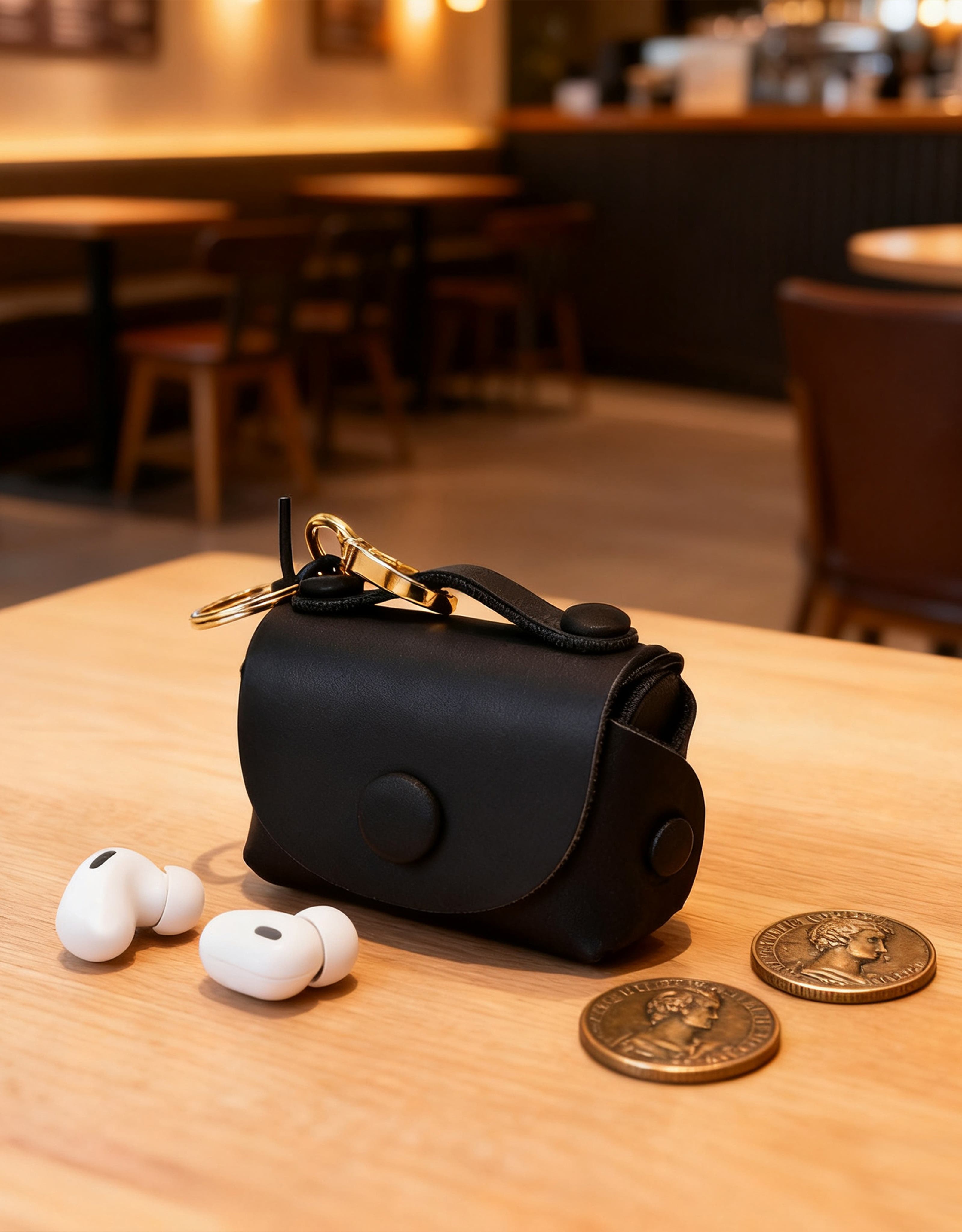 OLD TREND Satch Genuine Leather Mini Charm, Alternate, color, Black