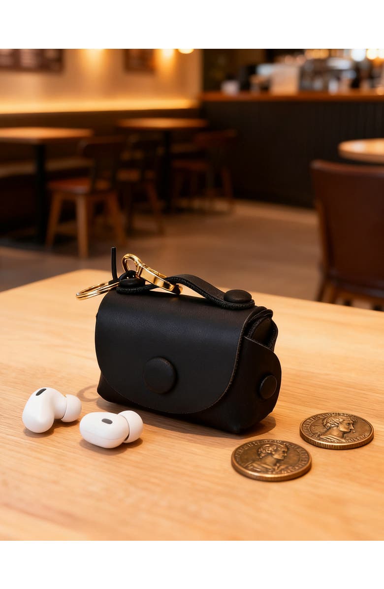 OLD TREND Satch Genuine Leather Mini Charm, Alternate, color, Black