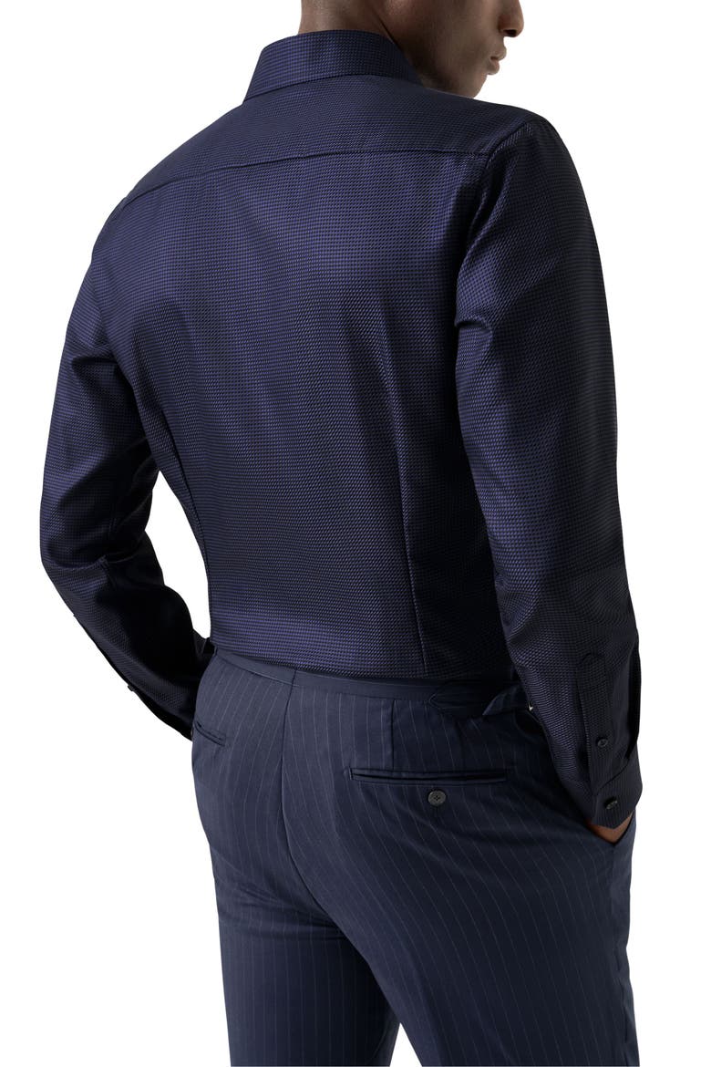 Slim Fit Houndstooth King Twill Dress Shirt, Alternate, color, NAVY