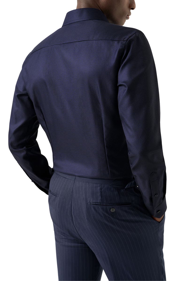 Eton Slim Fit Houndstooth King Twill Dress Shirt, Alternate, color, Navy