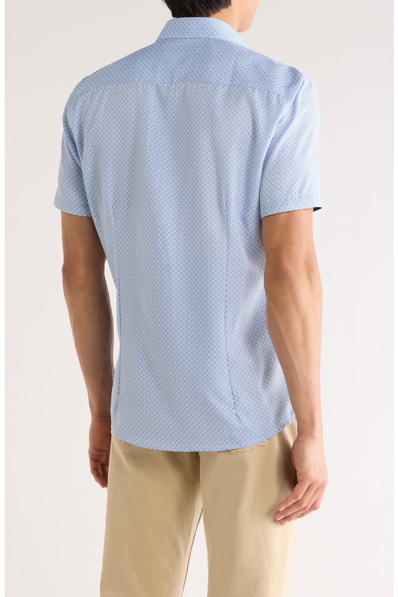Short Sleeve Microfiber Button-Up Shirt, Alternate, color, BLUE/ BLEU