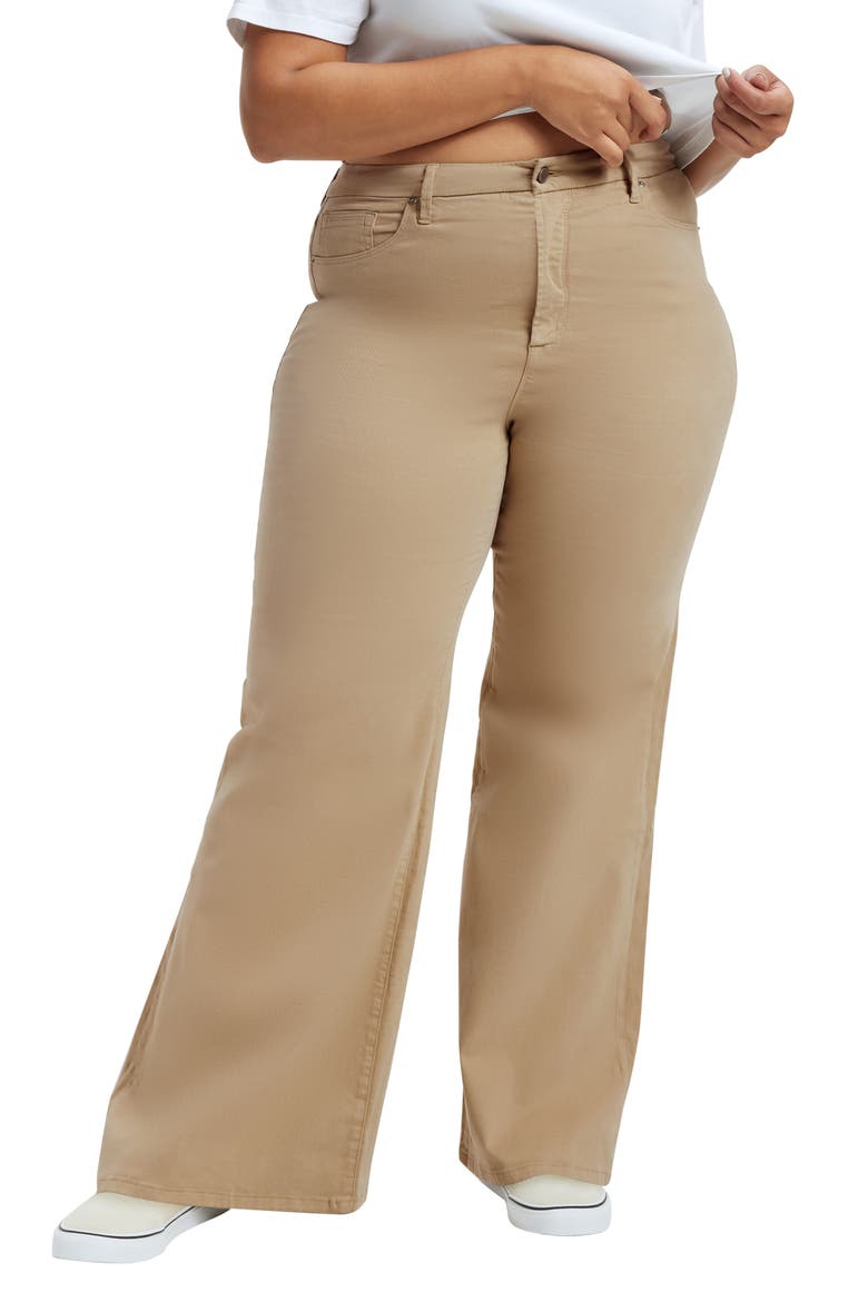 Good Waist Palazzo Jeans, Alternate, color, POSTALKHAKI003