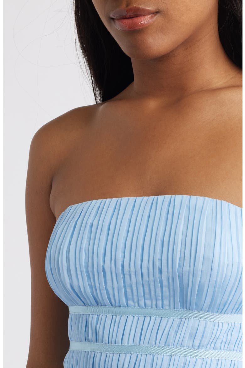 Calais Strapless Pleated Dress, Alternate, color, LIGHT BLUE
