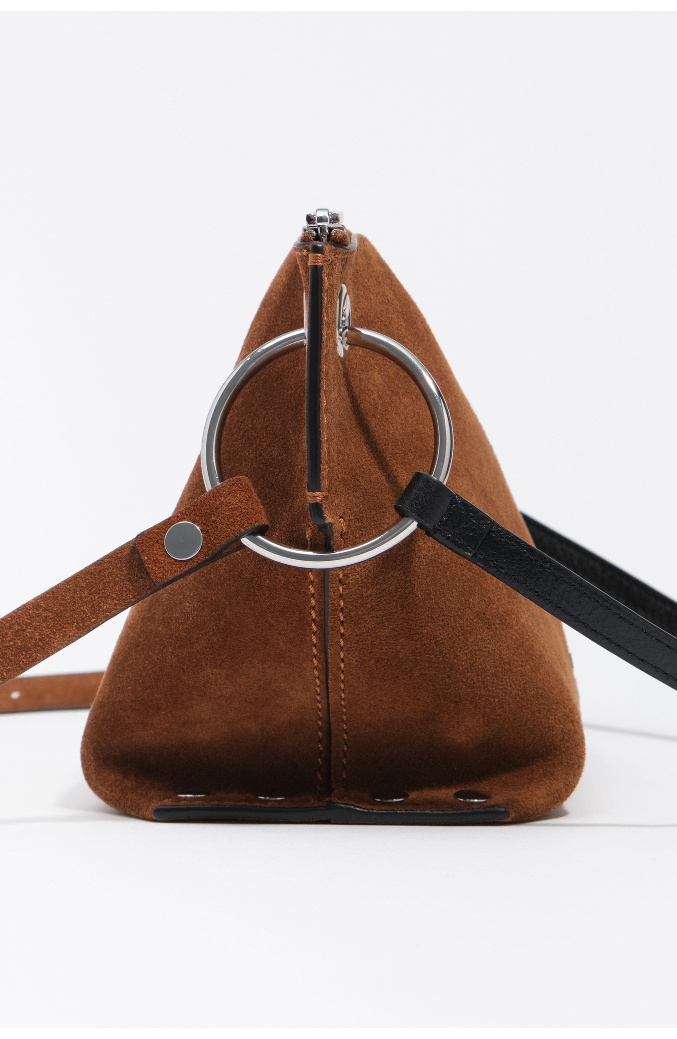 Medium Suede Trapecio Bag, Alternate, color, TOBACCO