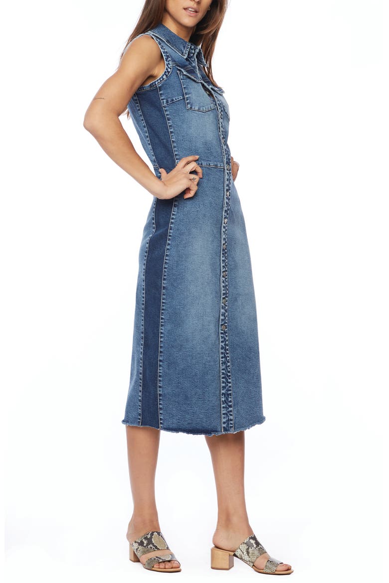 Sleeveless Denim Shirtdress, Alternate, color, BARN BLUE