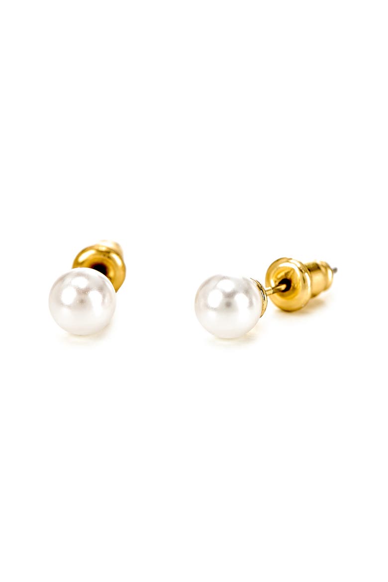 Faux Pearl Heart Pendant Necklace & Stud Earrings Set, Alternate, color, METALLIC GOLD